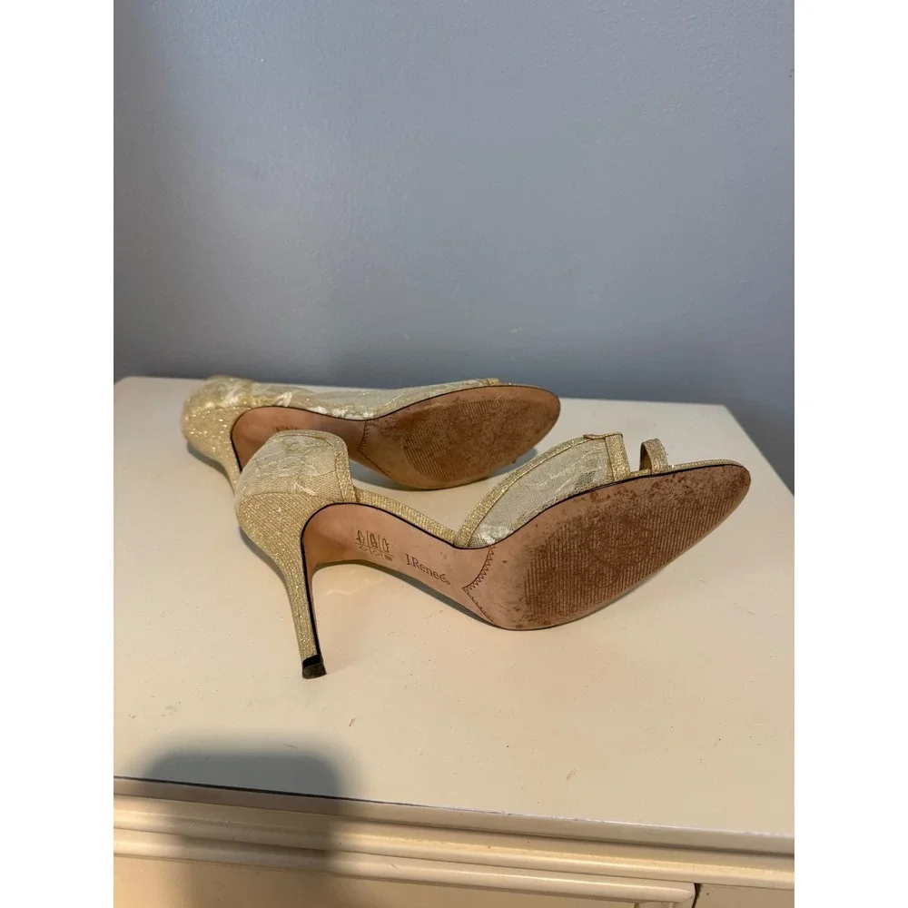 J.Renee Cream Lace Open-Toe Heels